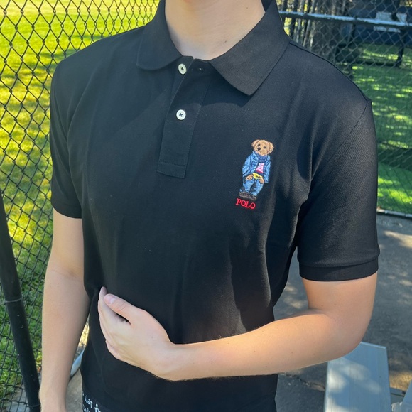 Polo Ralph Lauren Other - POLO BEAR RALPH LAUREN MEN TENNIS GOLF RUGBY SHIRT BLACK RED TEDDY CHRISTMAS NEW